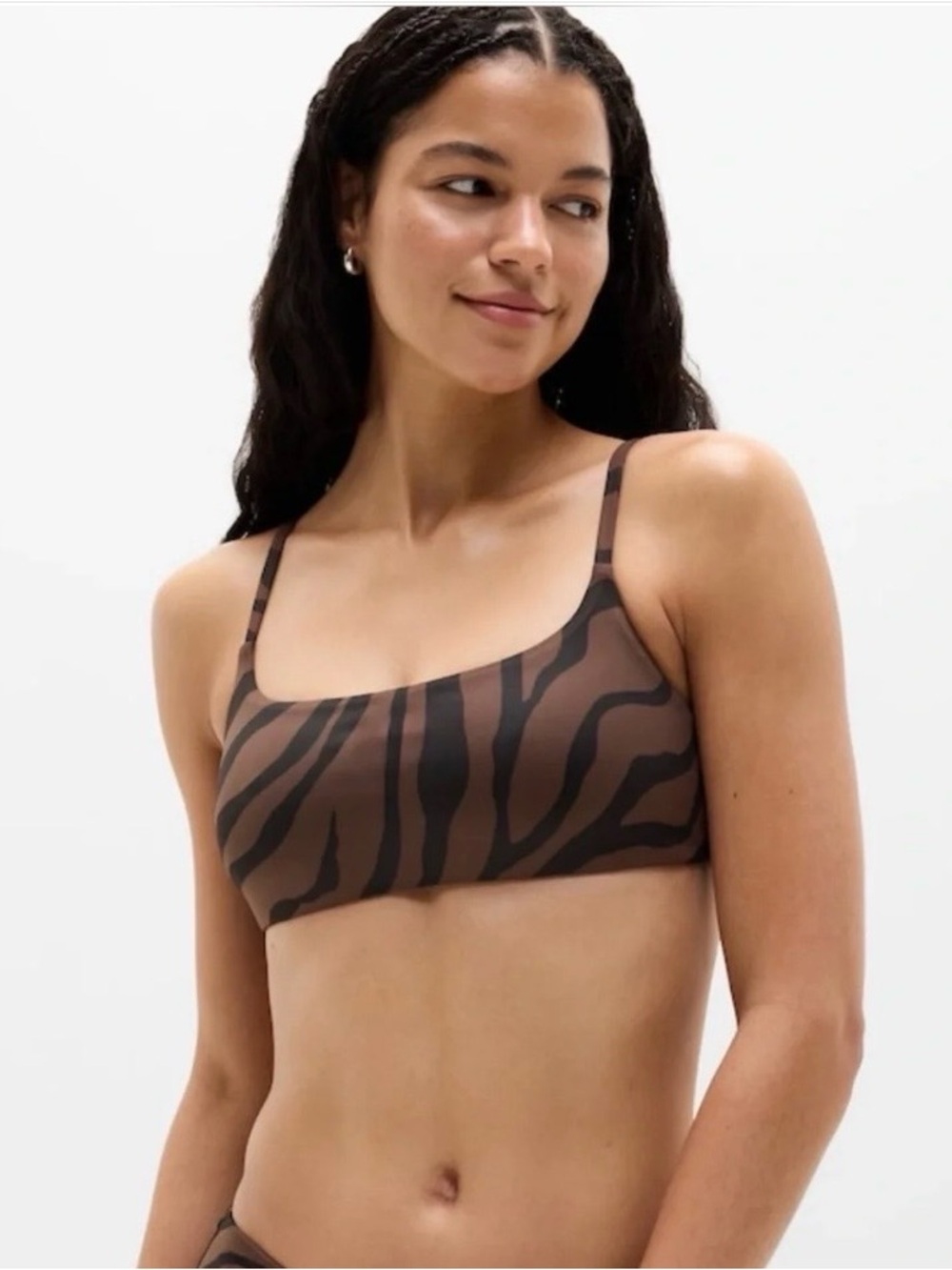 NWT Athleta Brown Zebra-Print Bikini Top